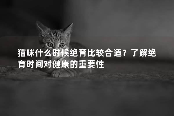 貓咪什么時(shí)候絕育比較合適？了解絕育時(shí)間對(duì)健康的重要性